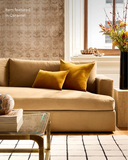 Sierra Curved Arm L Sectional in Performance Velvet - Right Arm / Sable