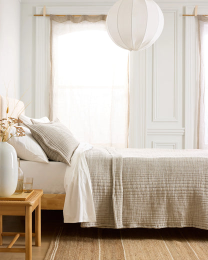 Organic Cotton Channel Stitch Coverlet - Twin / Coral Pink