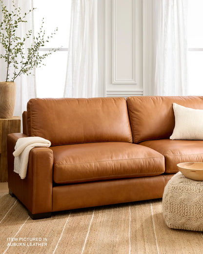 Stillman Chaise Sectional in Leather - 116" Right Arm / Auburn