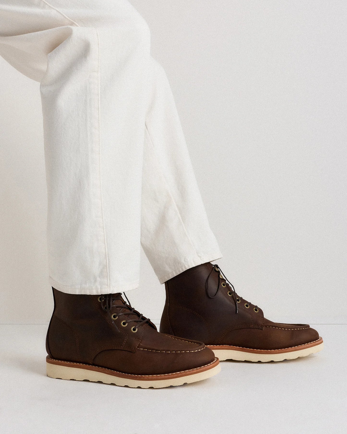Crafted Leather Moc Toe Boot - 7 / Dark Chocolate