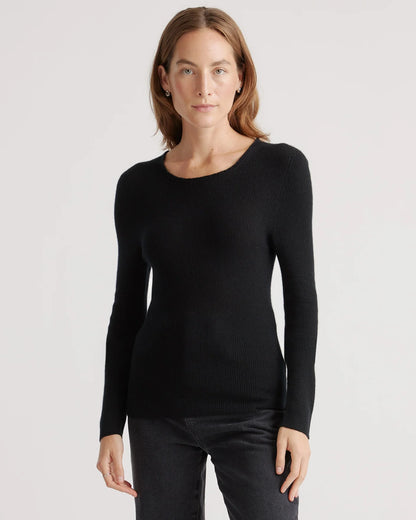 Featherweight Cashmere Ribbed Crewneck Sweater - XS / Charcoal