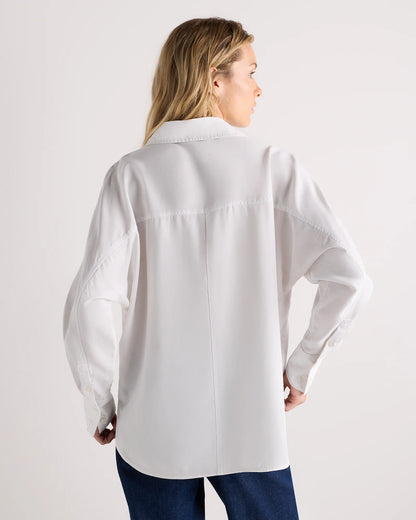 Vintage Wash Tencel Dolman Long Sleeve Shirt - XS / White