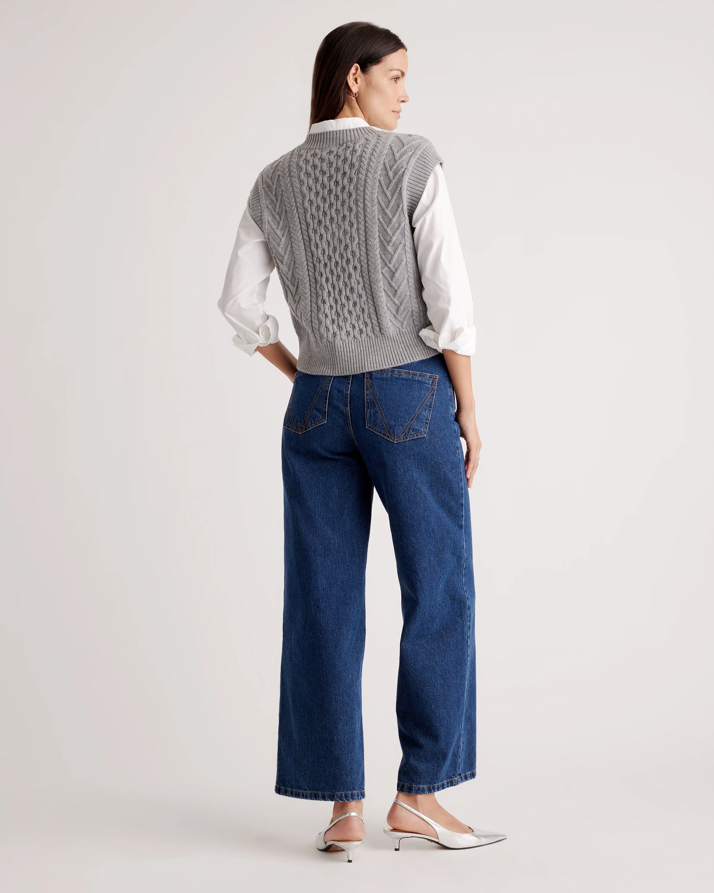 Australian Merino Wool Cable Sweater Vest - XS / Heather Grey