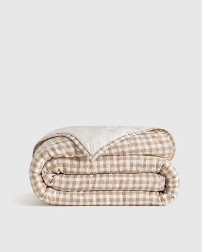 European Linen Patterned Quilt - Twin / Willowleaf Gingham