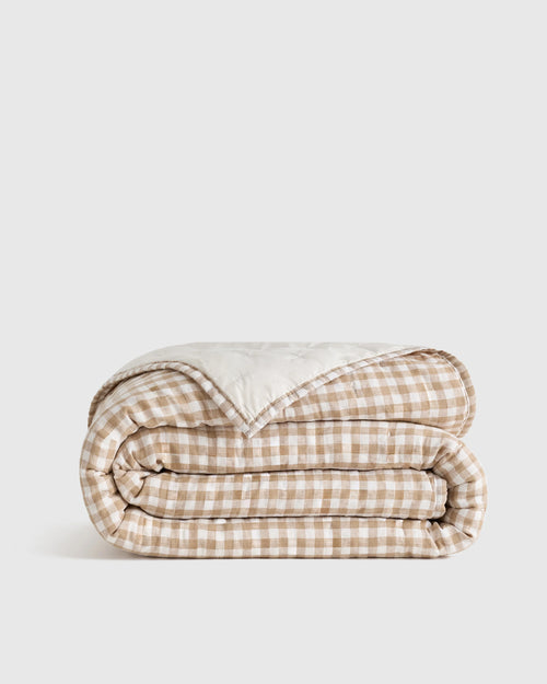 European Linen Patterned Quilt - Twin / Willowleaf Gingham