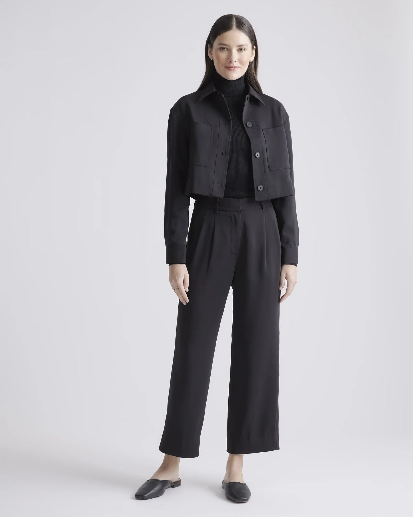 Stretch Crepe Cropped Jacket - XS / Morel
