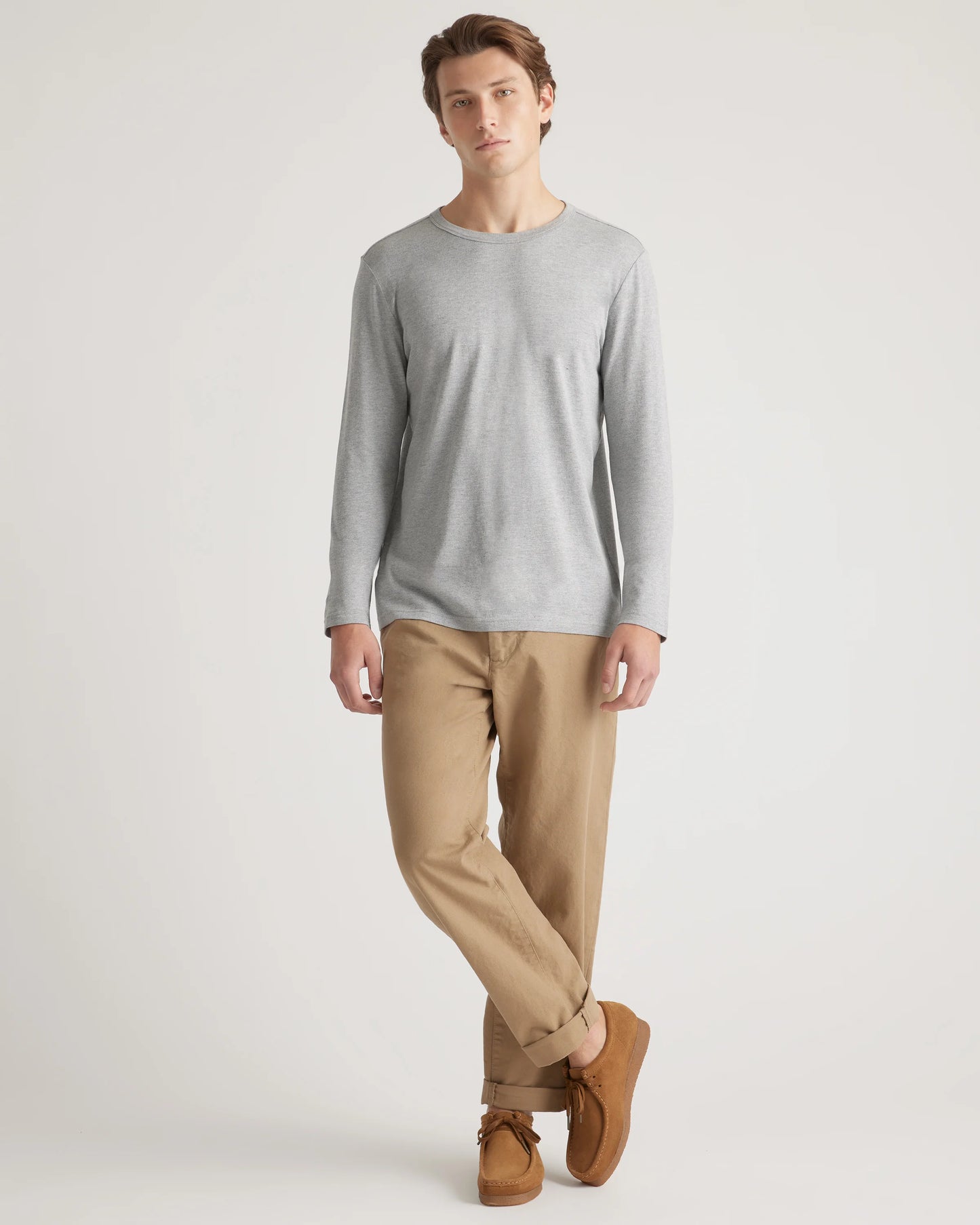 Cotton Modal Long Sleeve Tee - S / Heather Grey