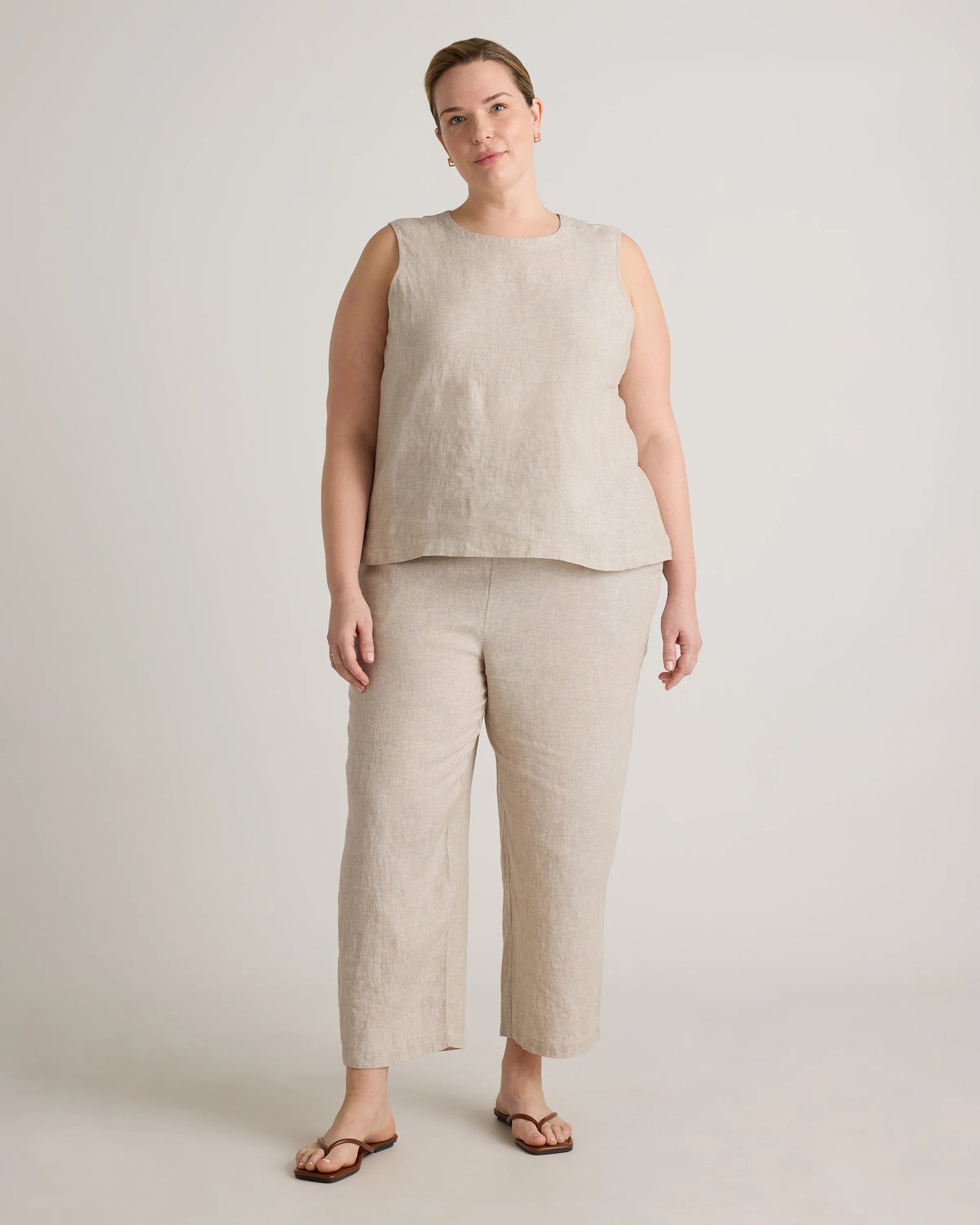 100% European Linen Tank - 1X / White