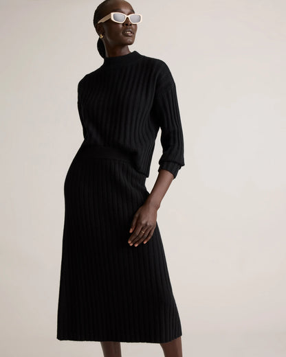 Mongolian Cashmere Midi Skirt - XS / Brown