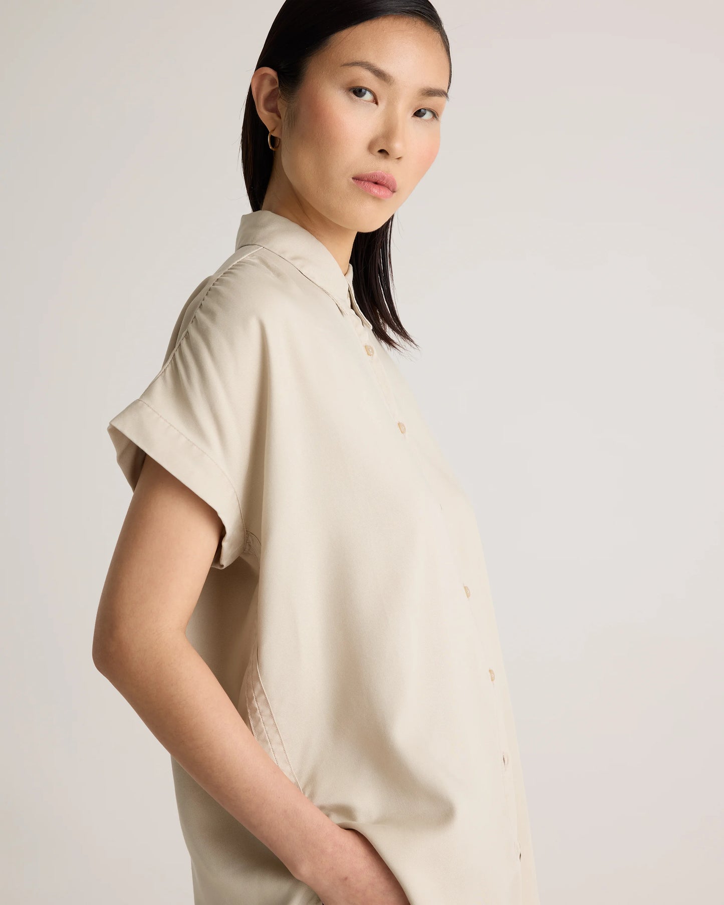 Vintage Wash Tencel Camp Shirt - XS / Taupe Brown