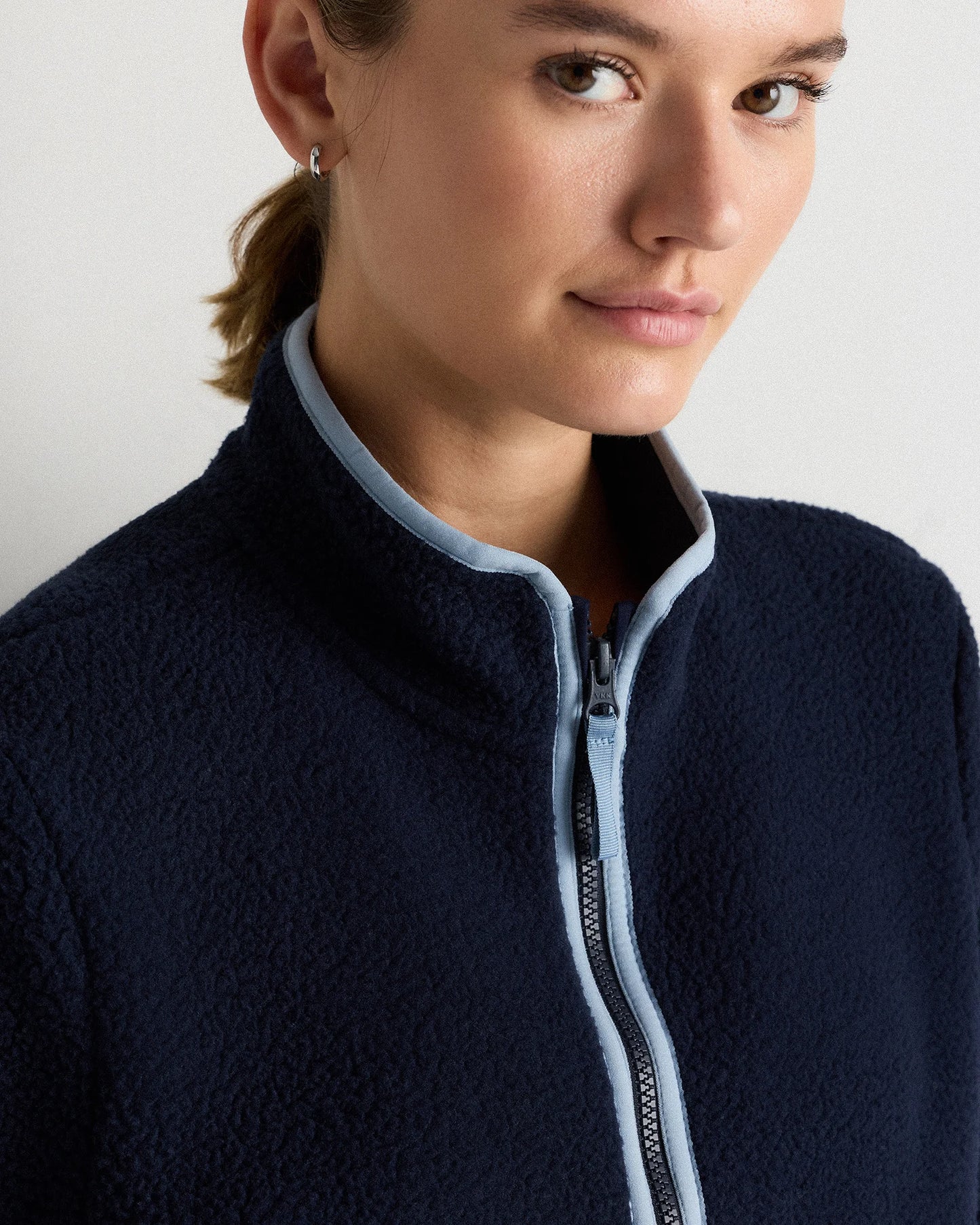 Sherpa Half-Zip Jacket - XS / Deep Navy/Spa Blue