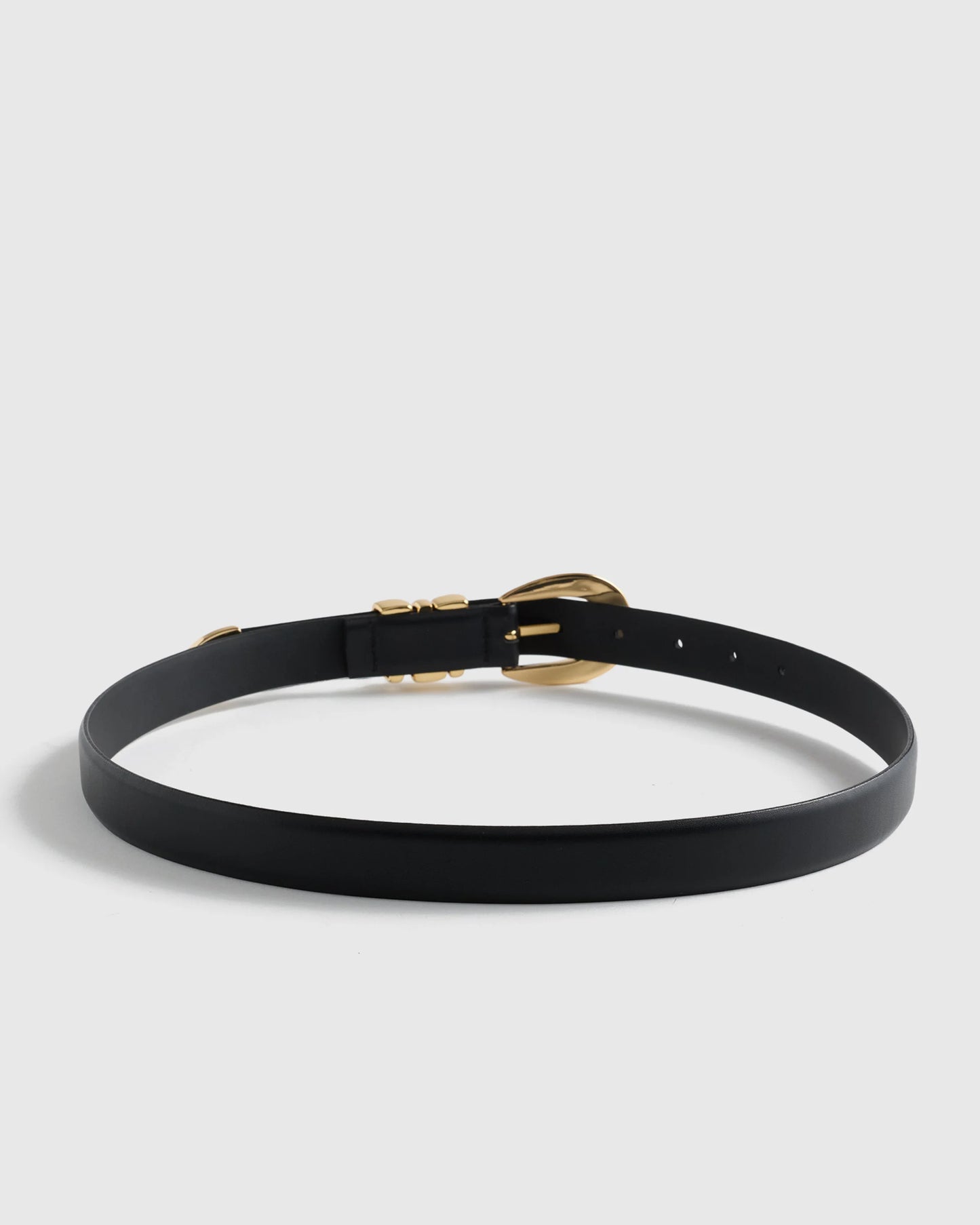 Elissa Triple Keeper European Leather Belt - XS / Black/Gold
