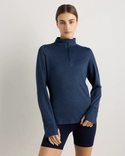 Flowknit Quarter-Zip Pullover - XS / Heather Deep Navy