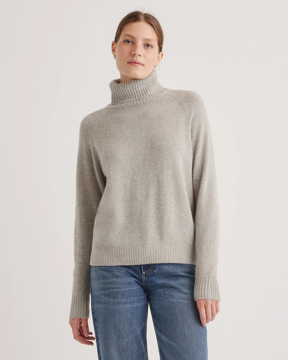 100% Yak Wool Turtleneck Sweater - XS / Heather Brown