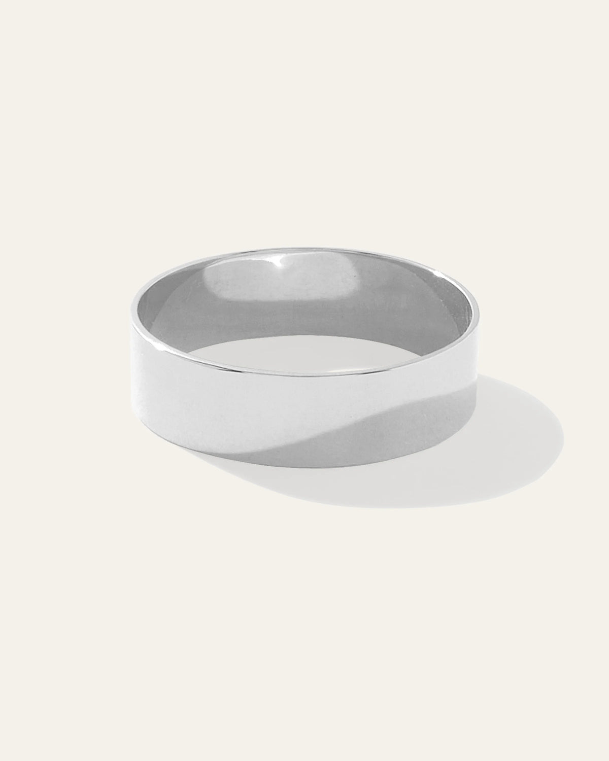 14K Gold Lightweight Flat Edge Band - 4 / White Gold