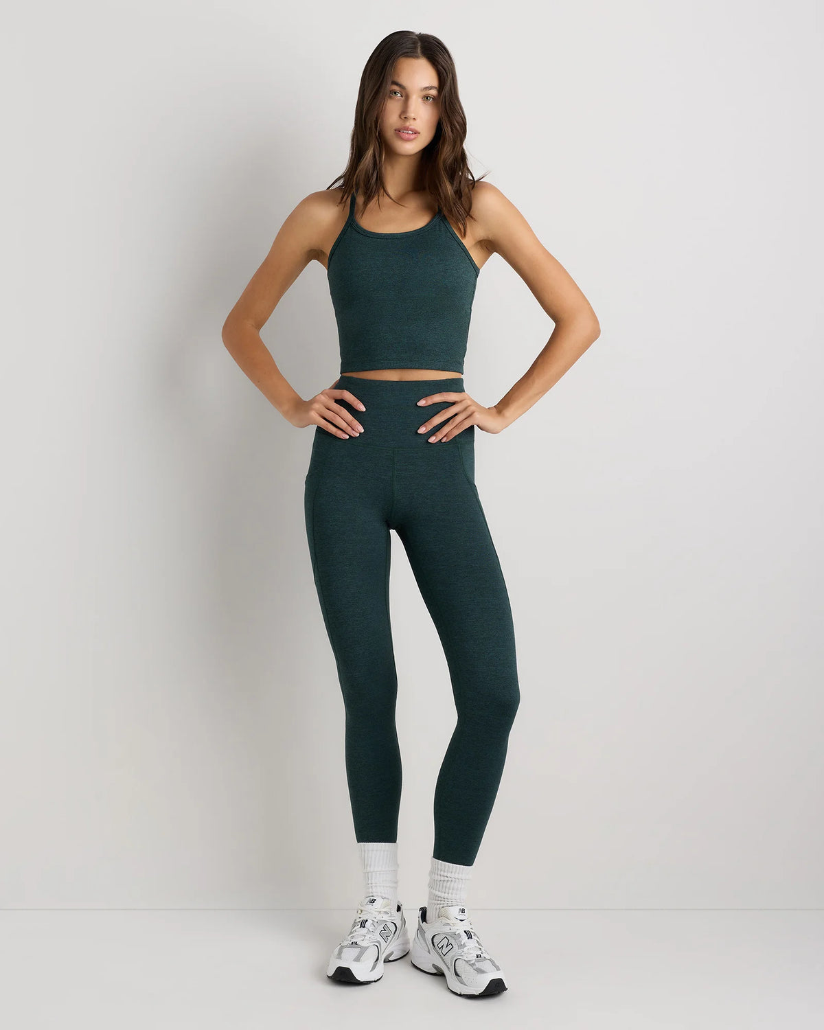 Ultra-Soft Y-Back Cropped Bra Tank - XS / Heather Black