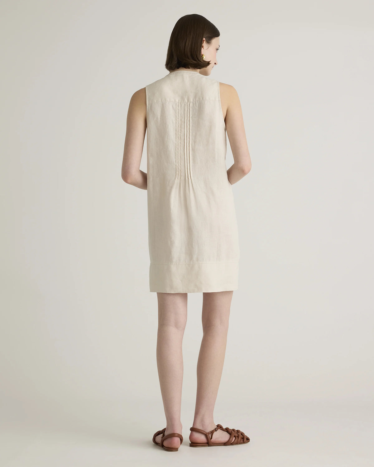 100% European Linen Sleeveless Swing Dress - XS / Classic Mini Gingham