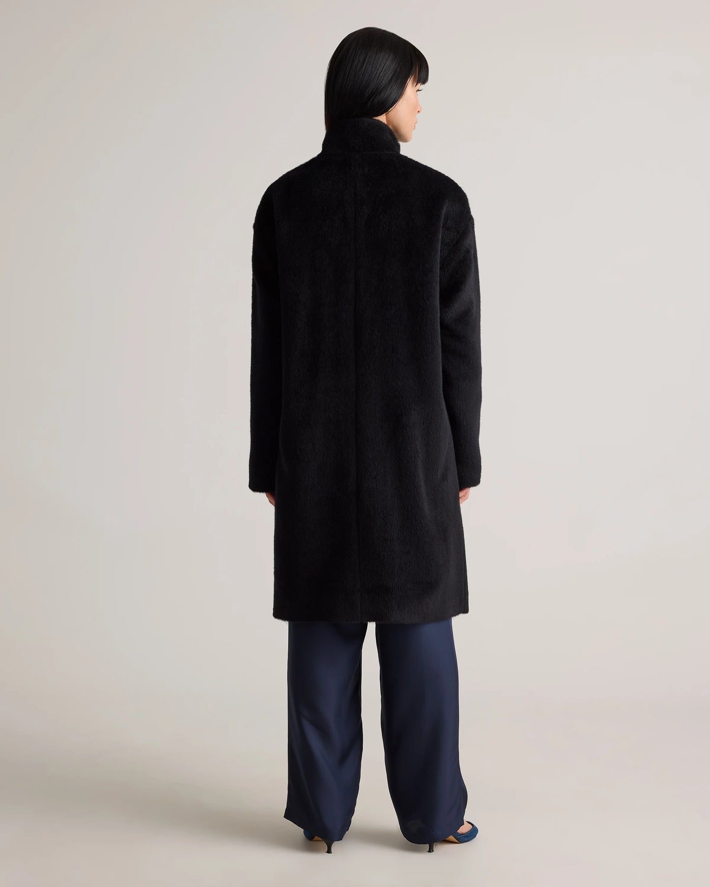 Alpaca-Wool Stand Collar Coat - XS / Rustic Brown