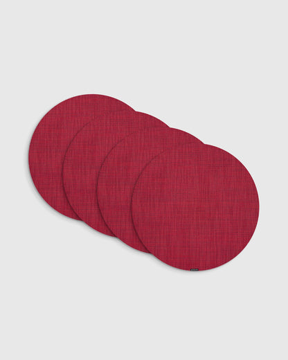 Mini Basketweave Easy-Care Round Placemat, Set of 4 by Chilewich - One Size / Parchment