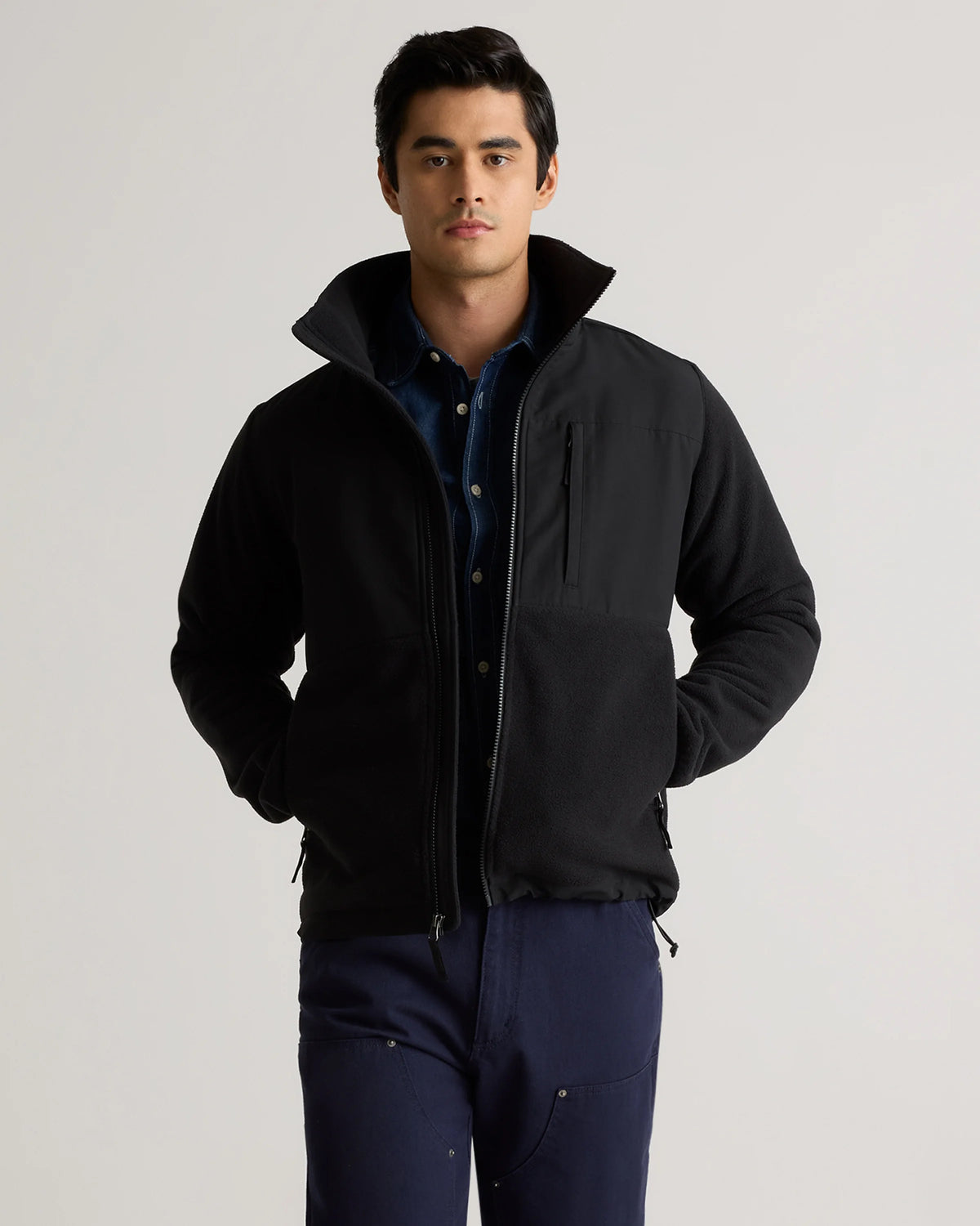 Polar Fleece Full-Zip Jacket - S / Gravel/Bold Black