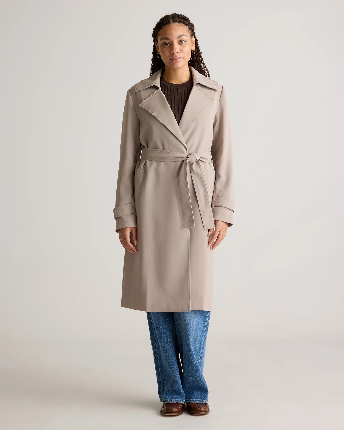 Stretch Crepe Trench Coat - XS / Olive