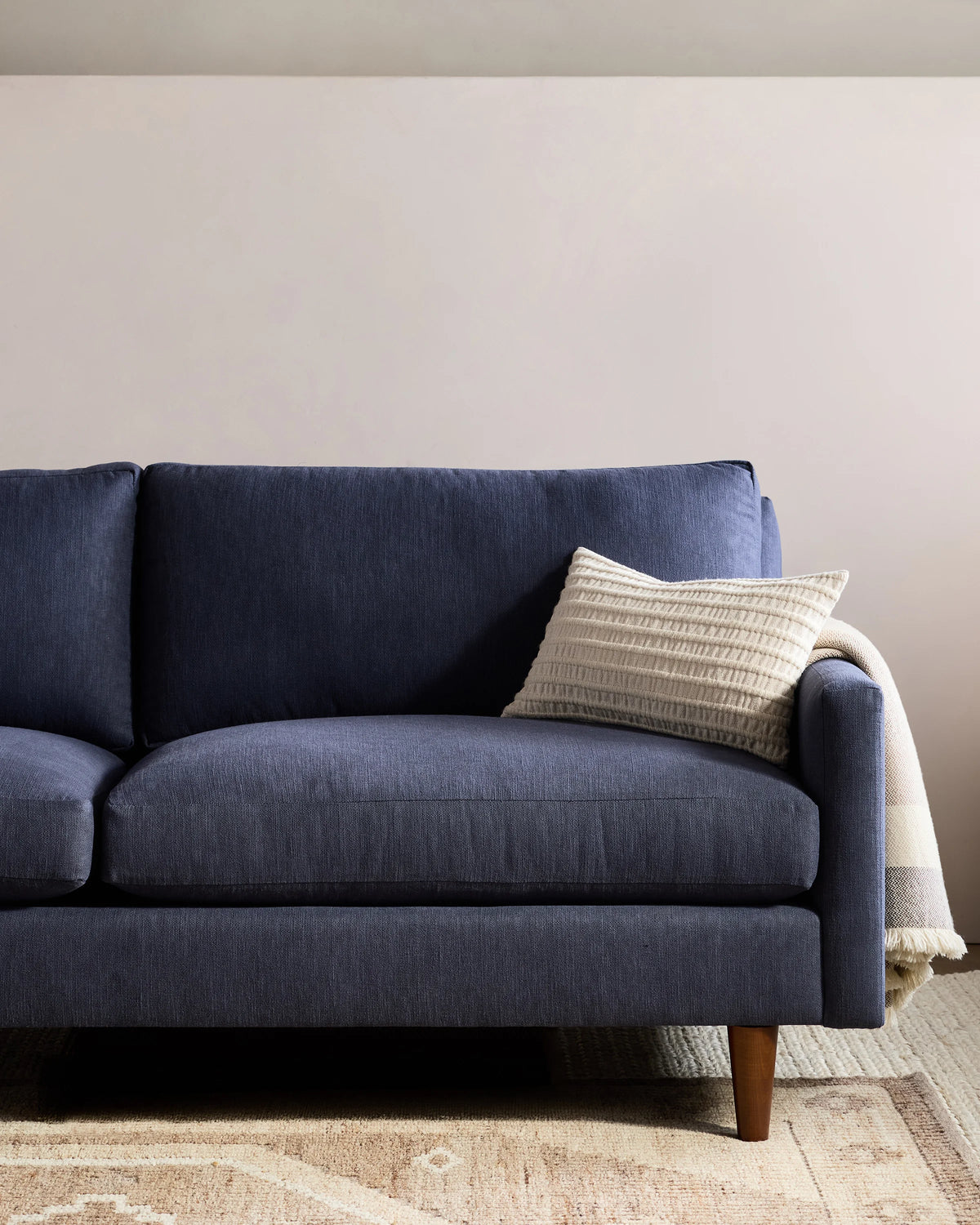 Atlas Midcentury Sofa in Performance Chenille Linen Blend - 6ft / Snow