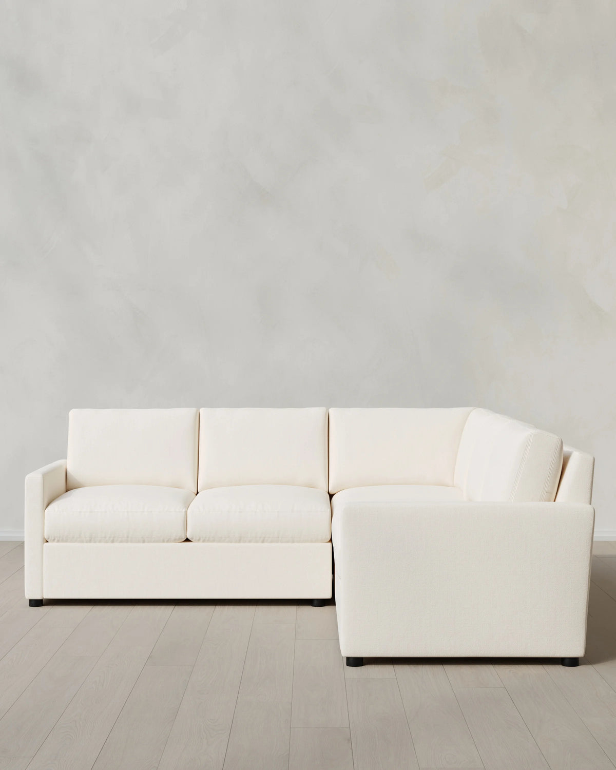 Brennan L Sectional in Performance Chenille Linen Blend - 99x99 / Snow