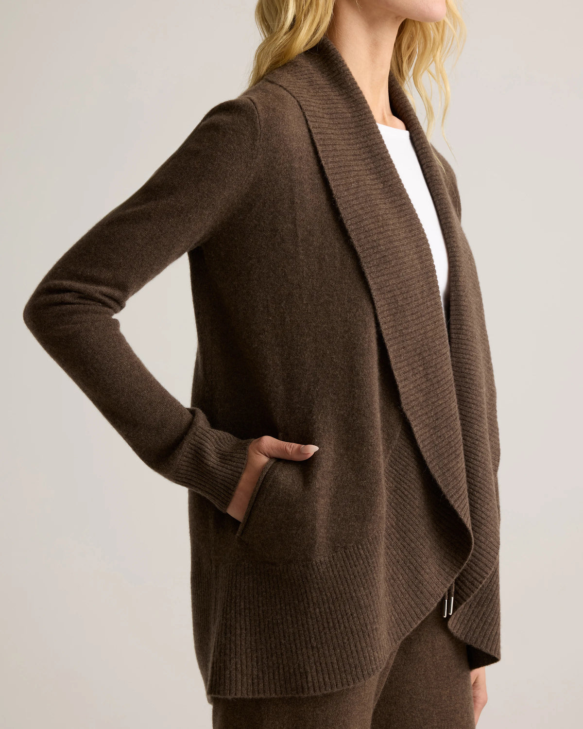 Mongolian Cashmere Open Cardigan Sweater - XS / Brown