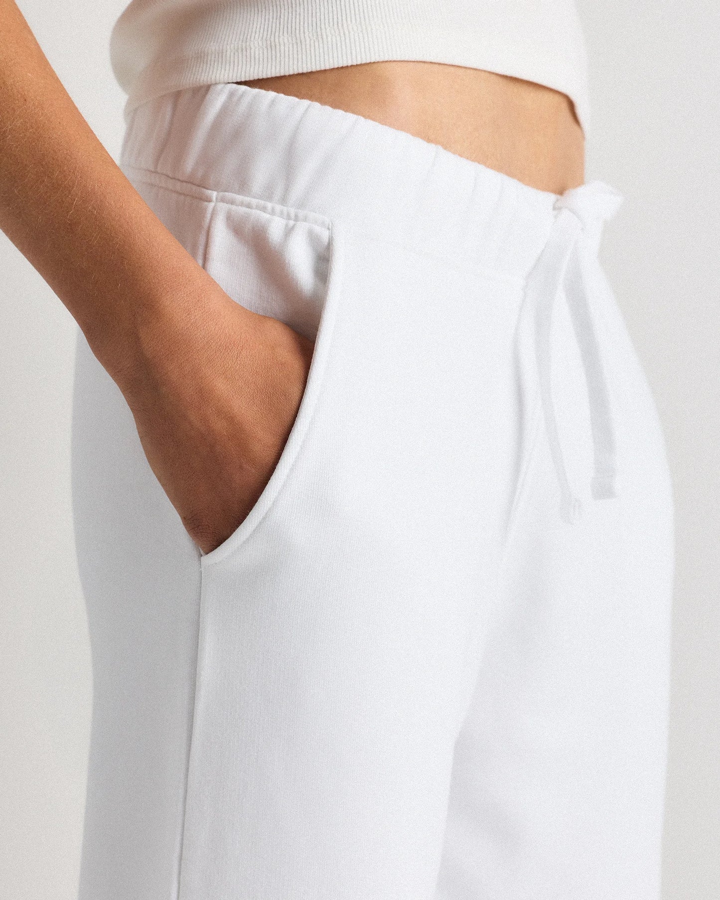 Organic French Terry Cropped Wide Leg Pants - XS / Ruby Red