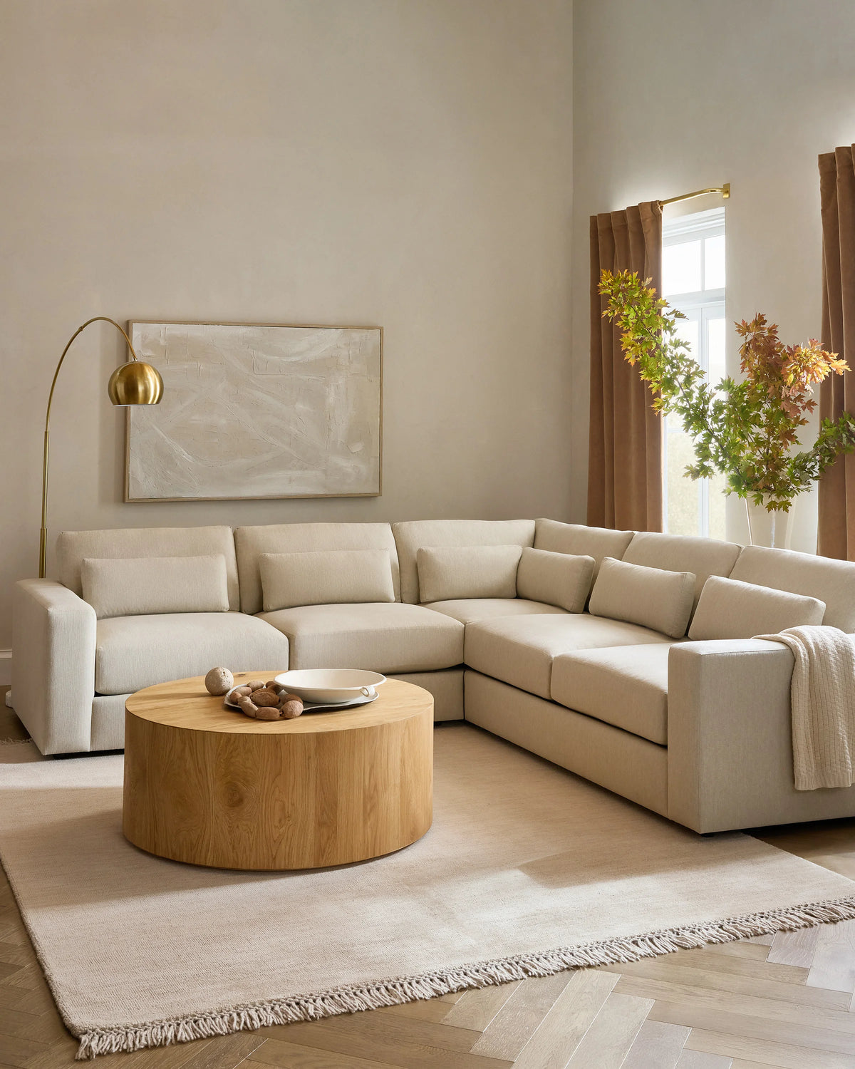 Ashford Deep Seat L Sectional in Performance Basketweave - 119x119 / Fog