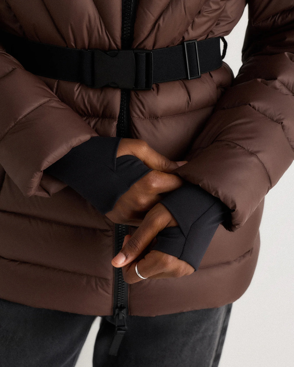 Responsible Down Belted Puffer Coat - XS / Hot Fudge