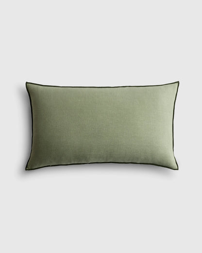 Contrast European Linen Pillow Cover - 12x20 / Sage/Pine