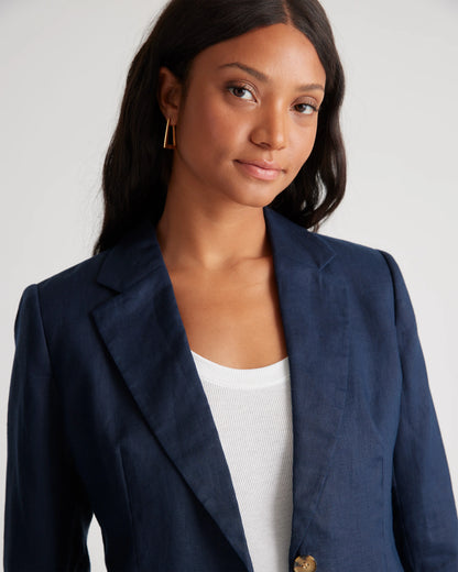 100% European Linen Structured Blazer - XS / French Blue