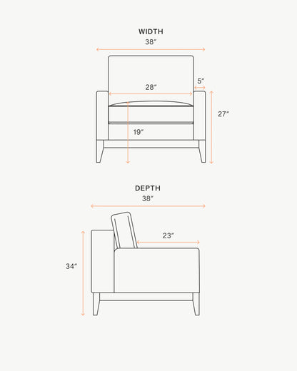 Performance Chenille Linen Blend Accent Chair with Solid Oak Base - One Size / Snow