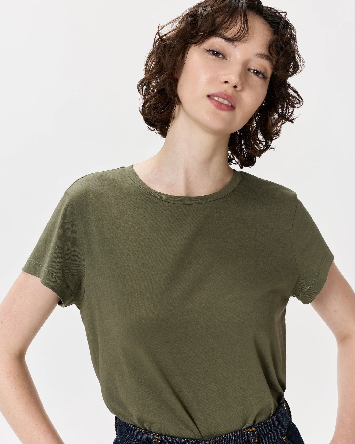 Cotton Modal Crew Neck Swing Tee - XS / White