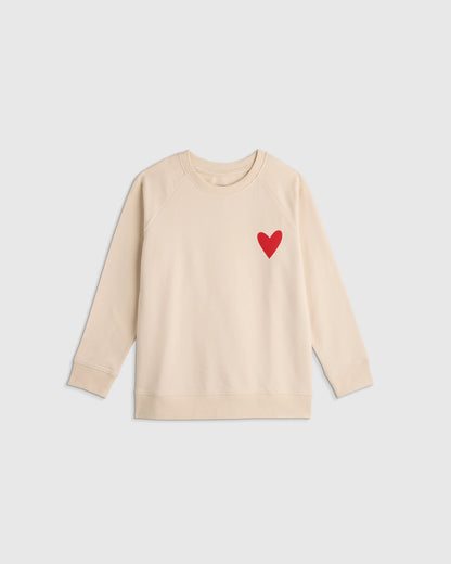 Organic Cotton French Terry Crew Neck Sweatshirt - 2T / Heart Graphic