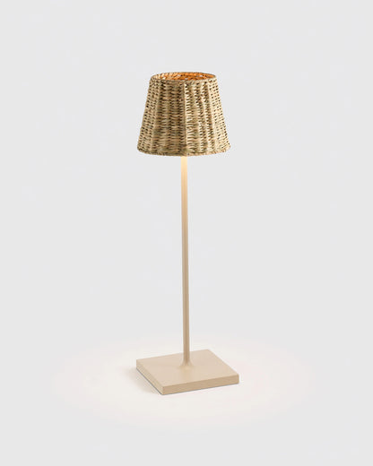 Poldina Pro Rechargeable Table Lamp with Seagrass Shade by Zafferano - Regular / White
