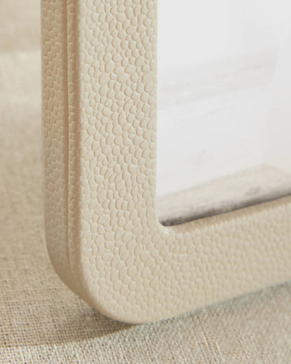 Shagreen Leather Picture Frames - (Set of 2) - Set: 4x6, 5x7 / Cream