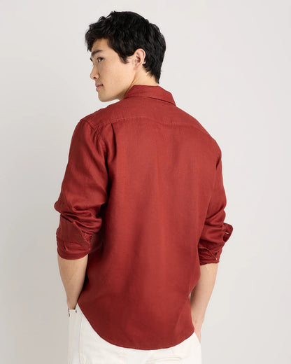 100% European Linen Relaxed Long Sleeve Shirt - XS / Flax
