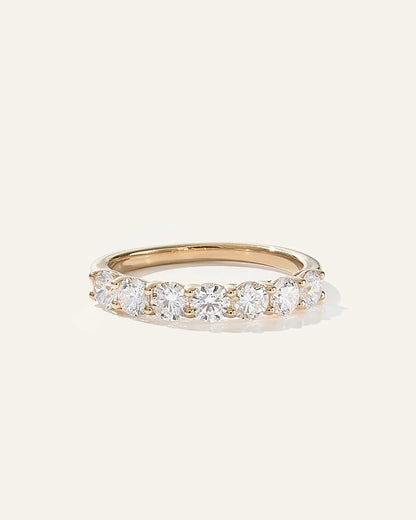 Lab Grown Diamond Round Seven Stone Band - 4 / Yellow Gold