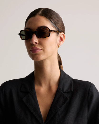Santiago Polarized Acetate Sunglasses - One Size / Fawn Tortoise with Green lens