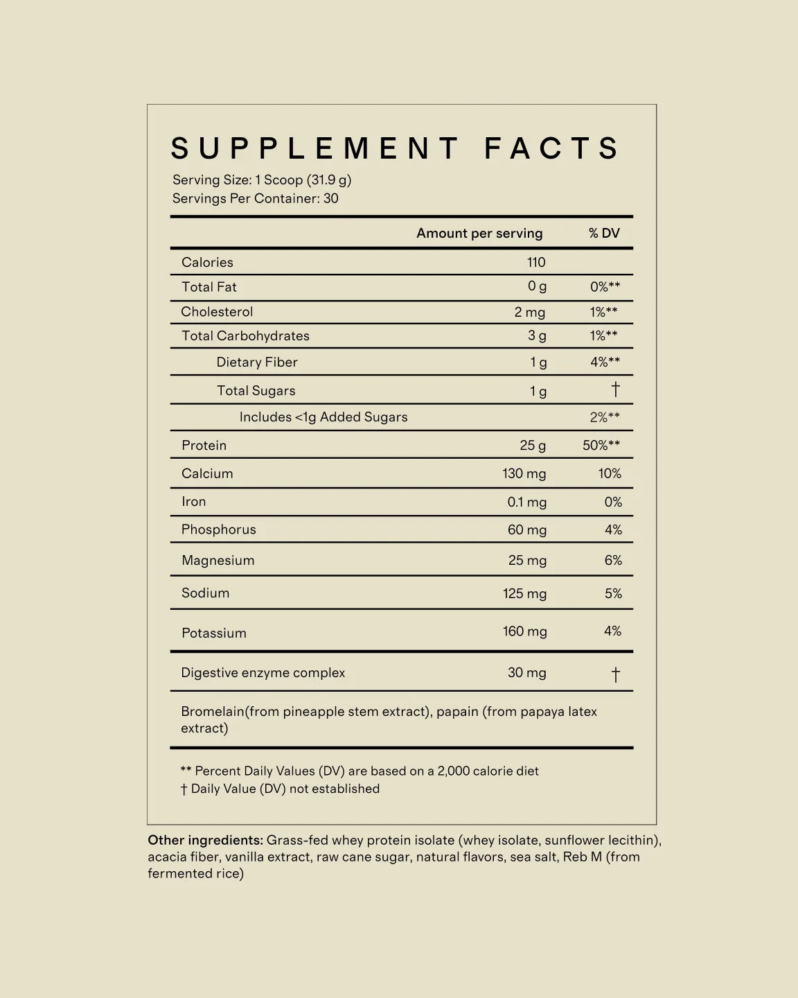 Grass-Fed Whey Protein Isolate - 30 Servings / Vanilla Bean