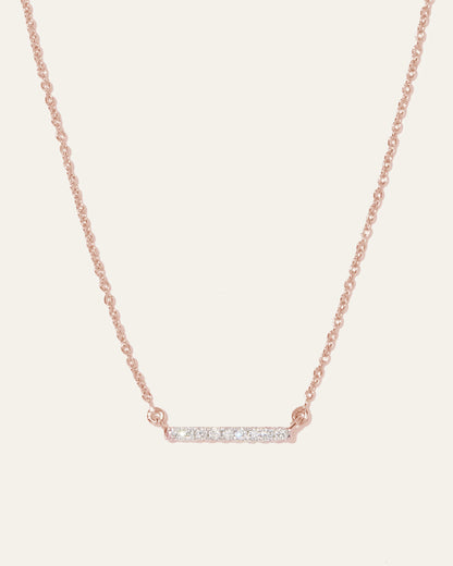14K Gold Diamond Petite Bar Necklace - One Size / Yellow Gold