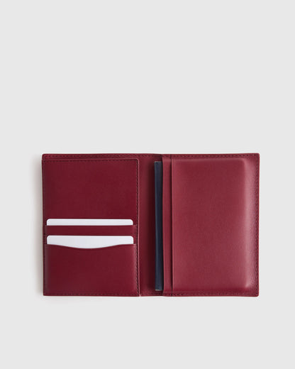 Nappa Leather RFID Blocking Passport Holder - One Size / Cherry Red