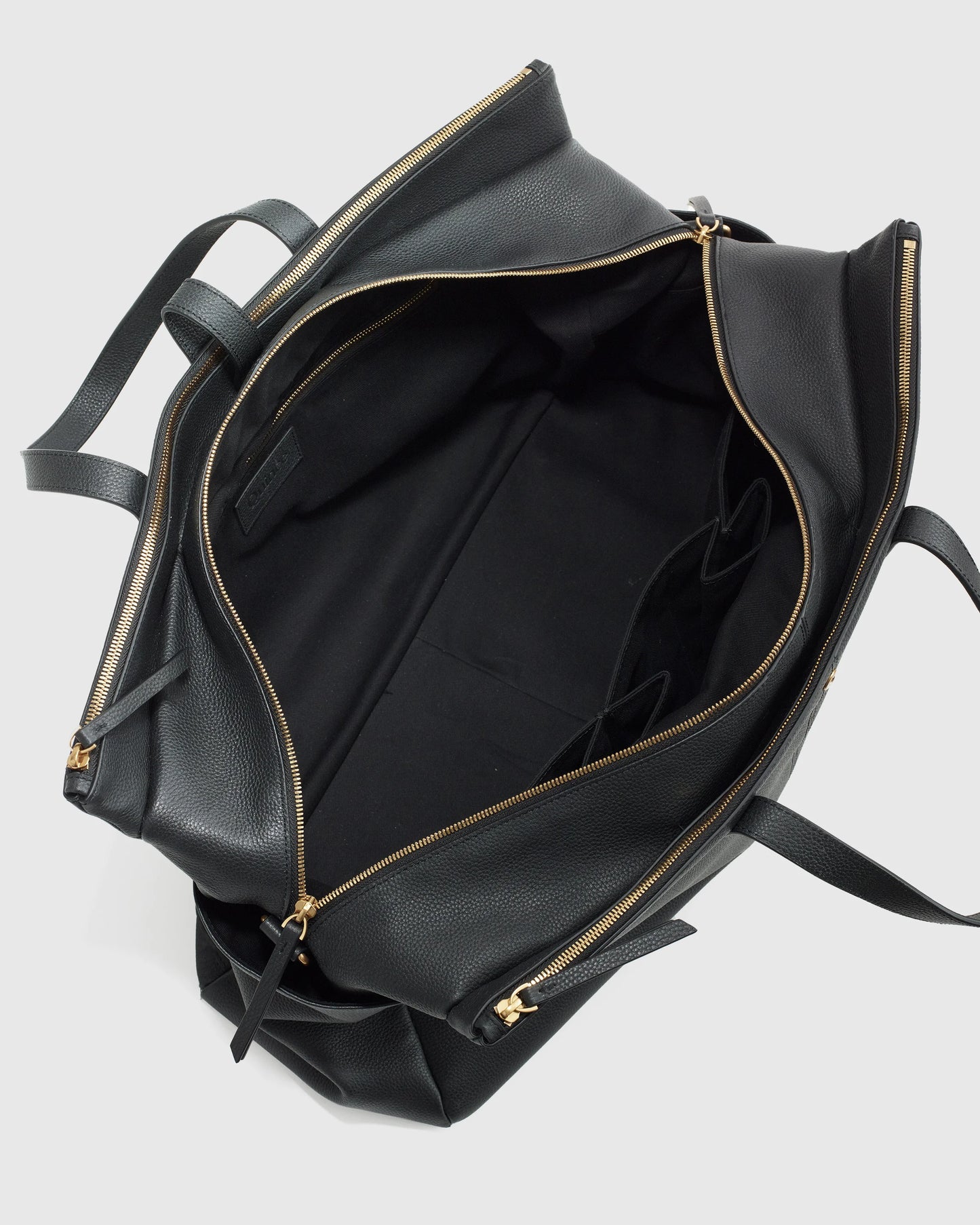 Italian Leather Triple Compartment Weekender - One Size / Black
