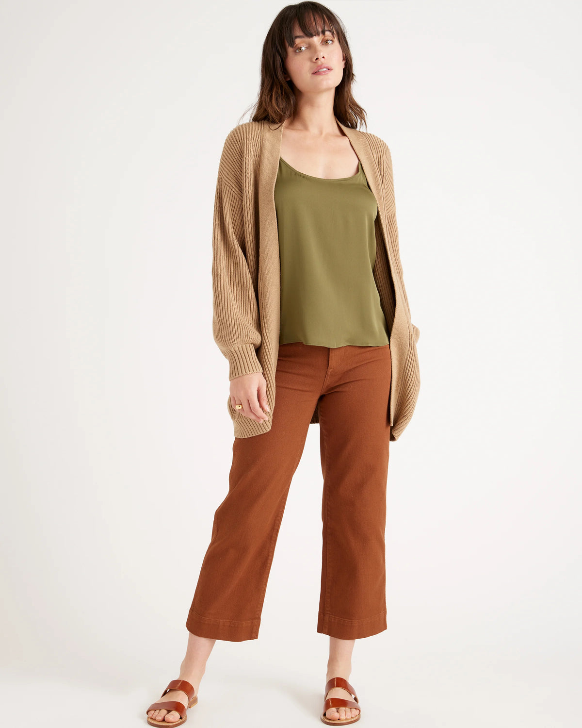 100% Organic Cotton Oversized Cardigan - XS / Camel