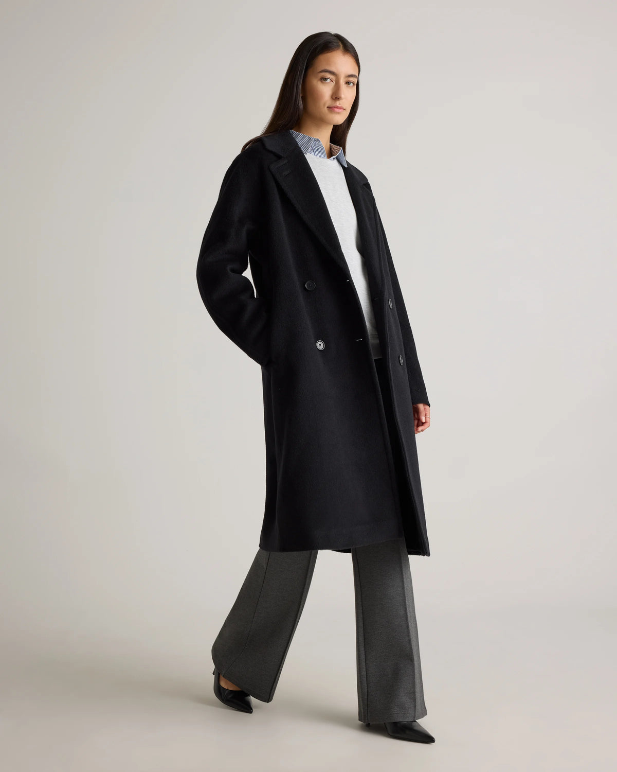 Camel Hair Double-Breasted Slouch Coat - XS / Vicuna