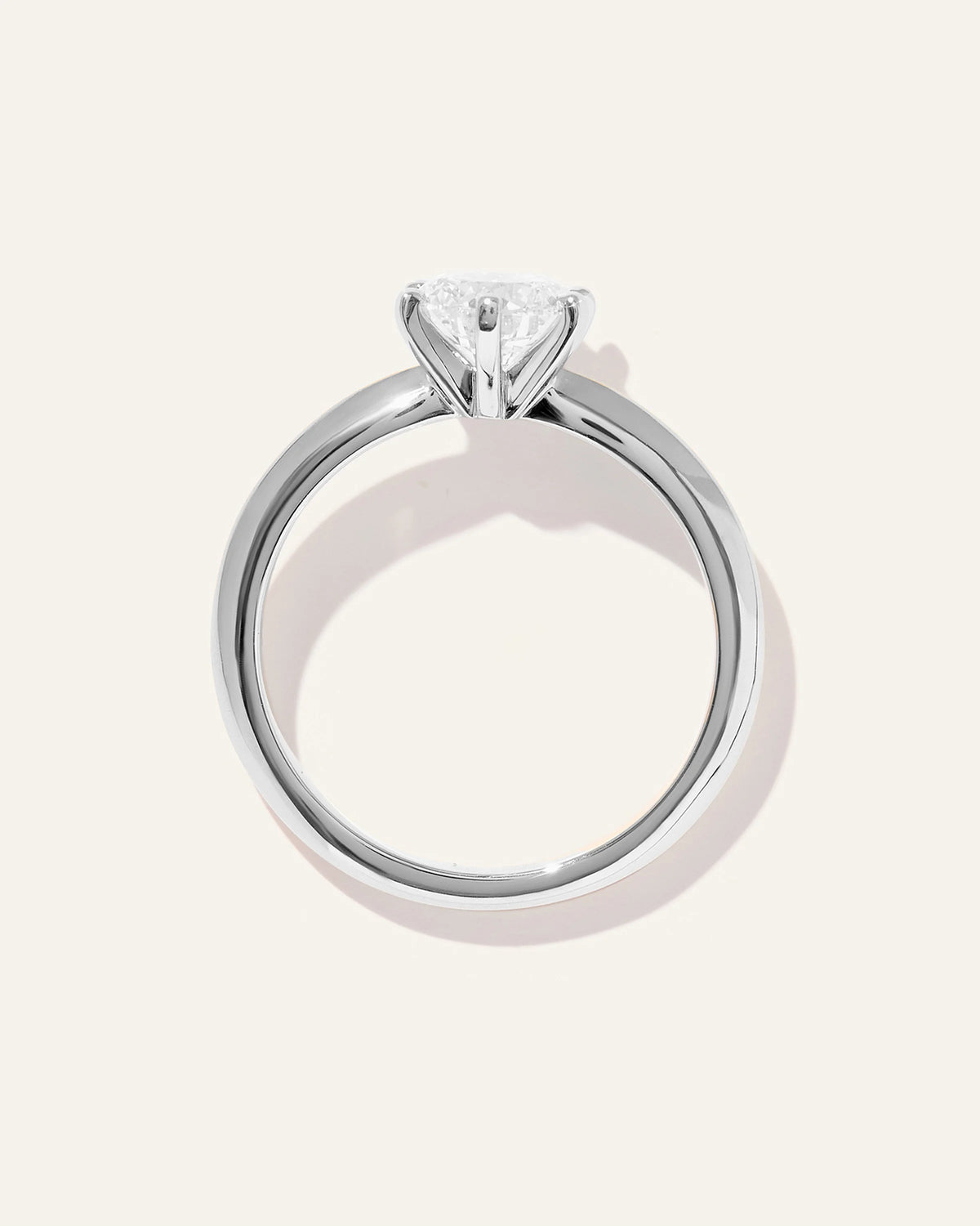 Lab Grown Diamond Round Six Prong Knife Edge Engagement Ring - 1ct - 4 / Yellow Gold