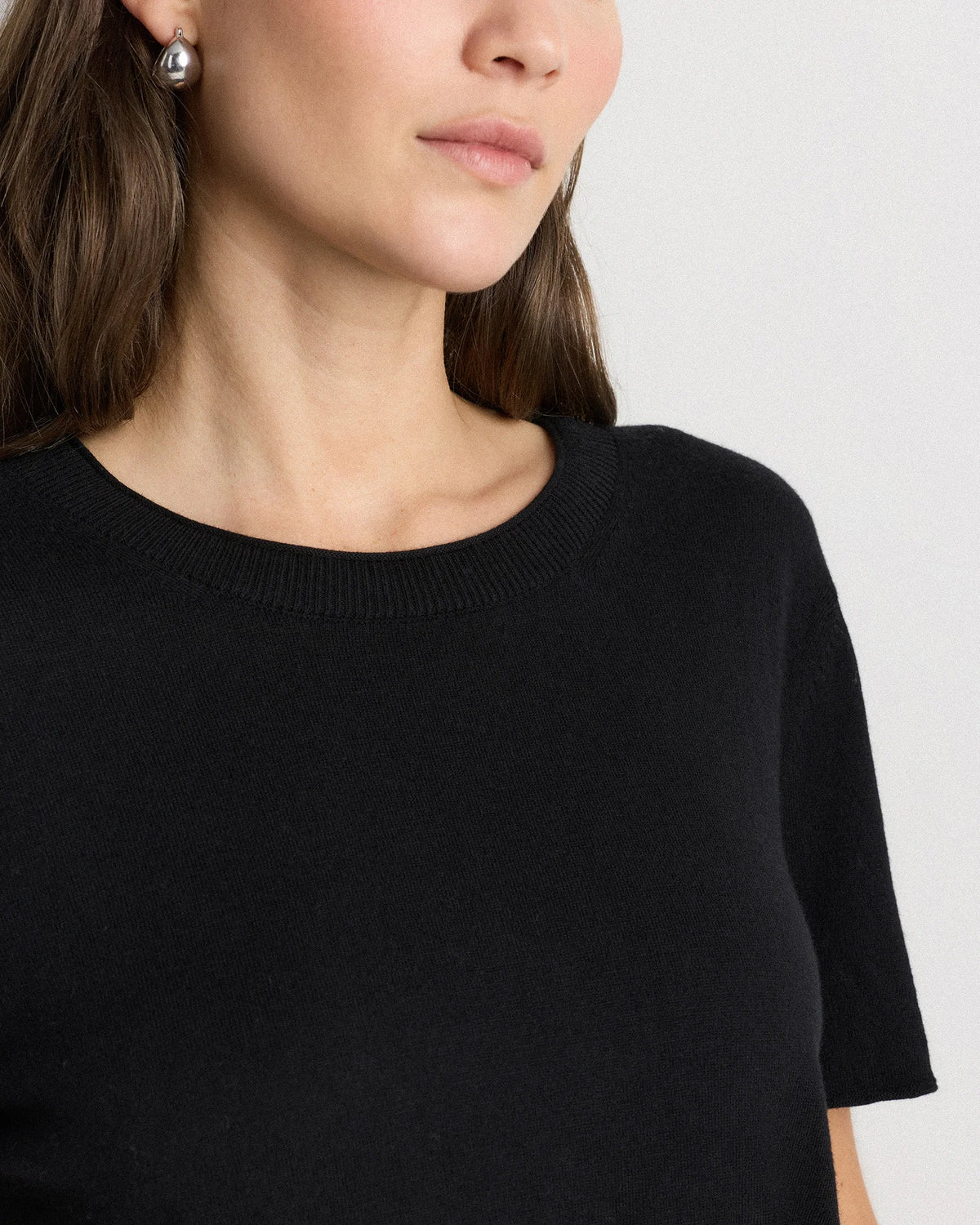 Lightweight Cotton Cashmere Relaxed Sweater Tee - XS / Sugar Stone