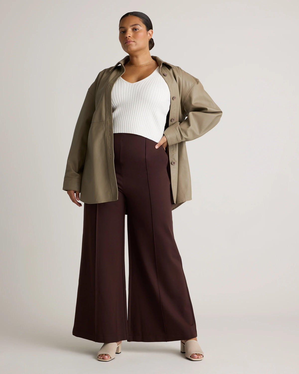 Ultra-Stretch Ponte Super Wide Leg Pants - XS / Black